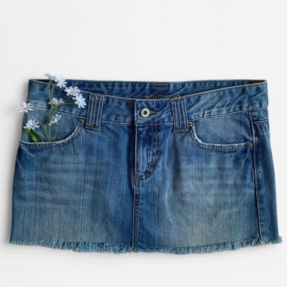 Y2K Maurice’s women’s preppy boho denim mini skirt w/sequins - Picture 1 of 8